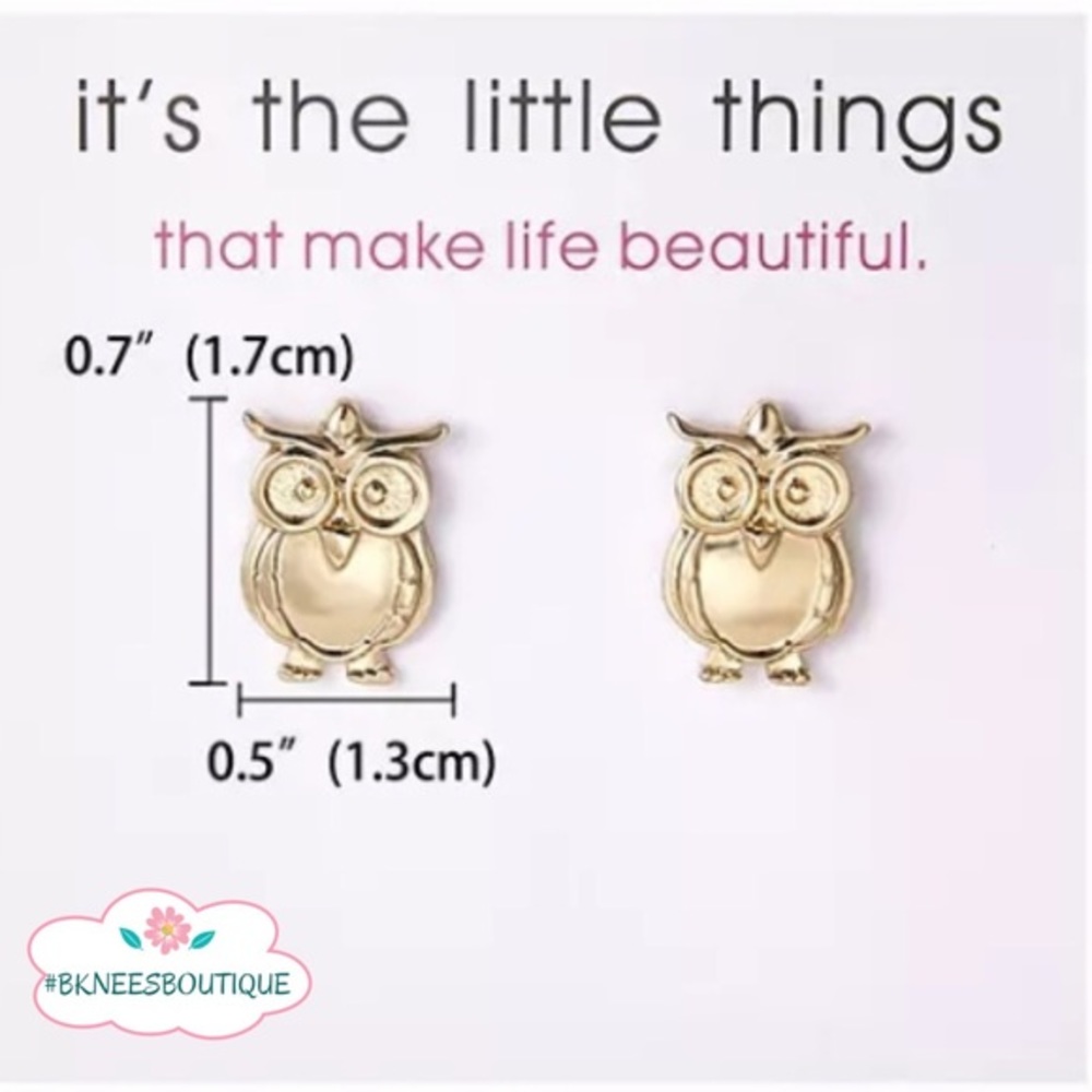 Nature Boutique Owl Stud Earrings Gold Plated